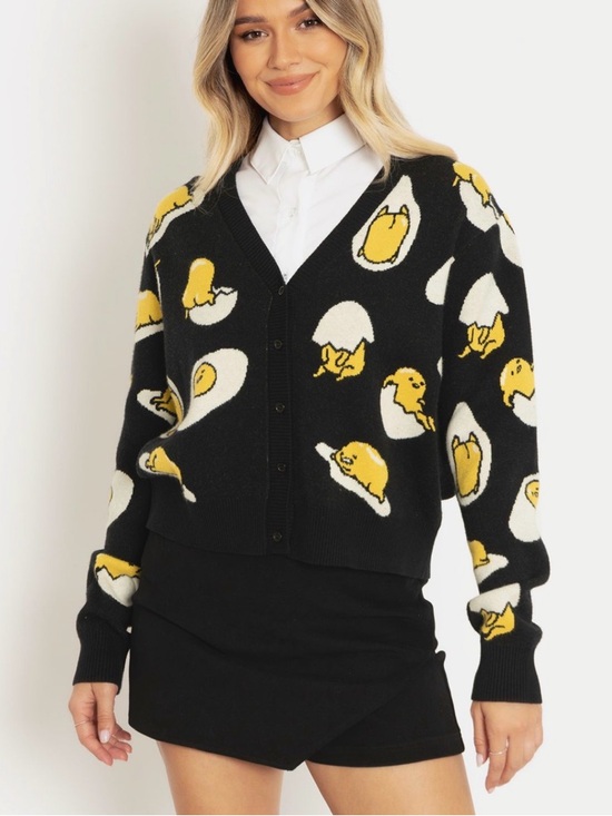 Blackmilk Sweaters - Blackmilk X Sanrio: Gudetama Black Cropped Cardigan
